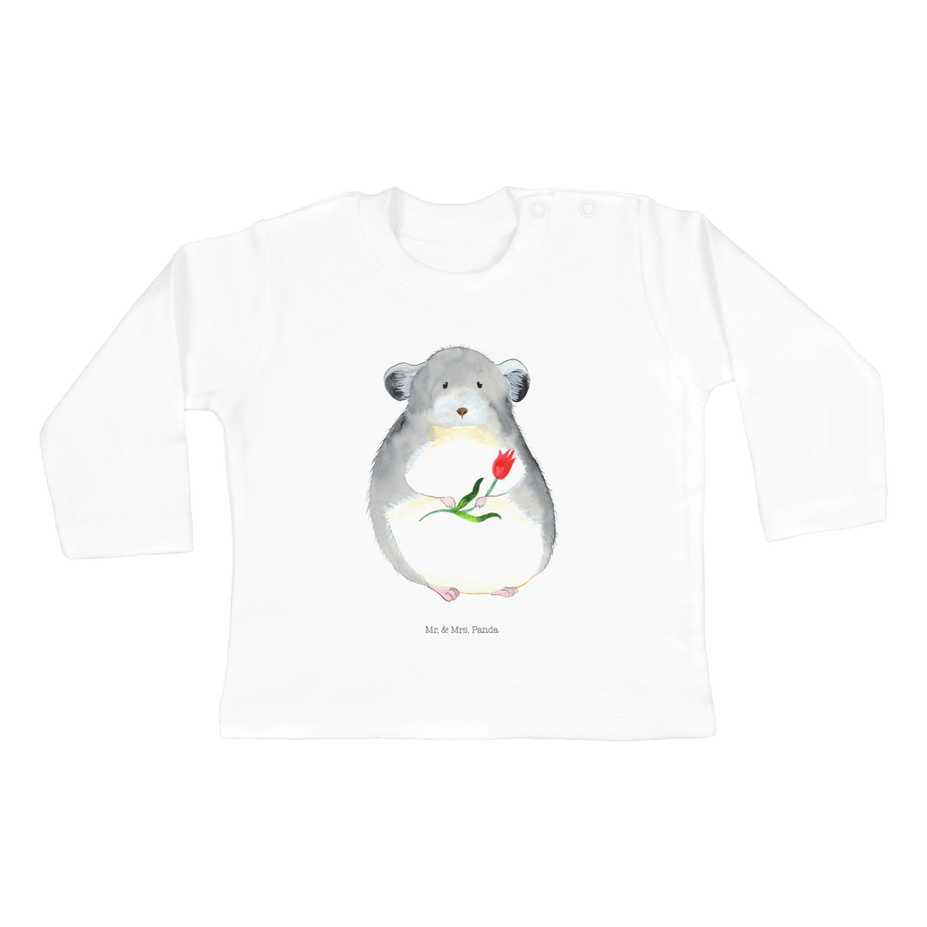 12-18 Monate Baby Longsleeve Chinchilla mit Blume Mädchen, Jungen, Baby, Langarm, Bio, Kleidung, Tiermotive, Gute Laune, lustige Sprüche, Tiere, Chinchilla, Chinchillas, Liebeskummer, Kummer, Depressionen, traurig sein, Chaos, Glücklichsein, Büro, Büroalltag