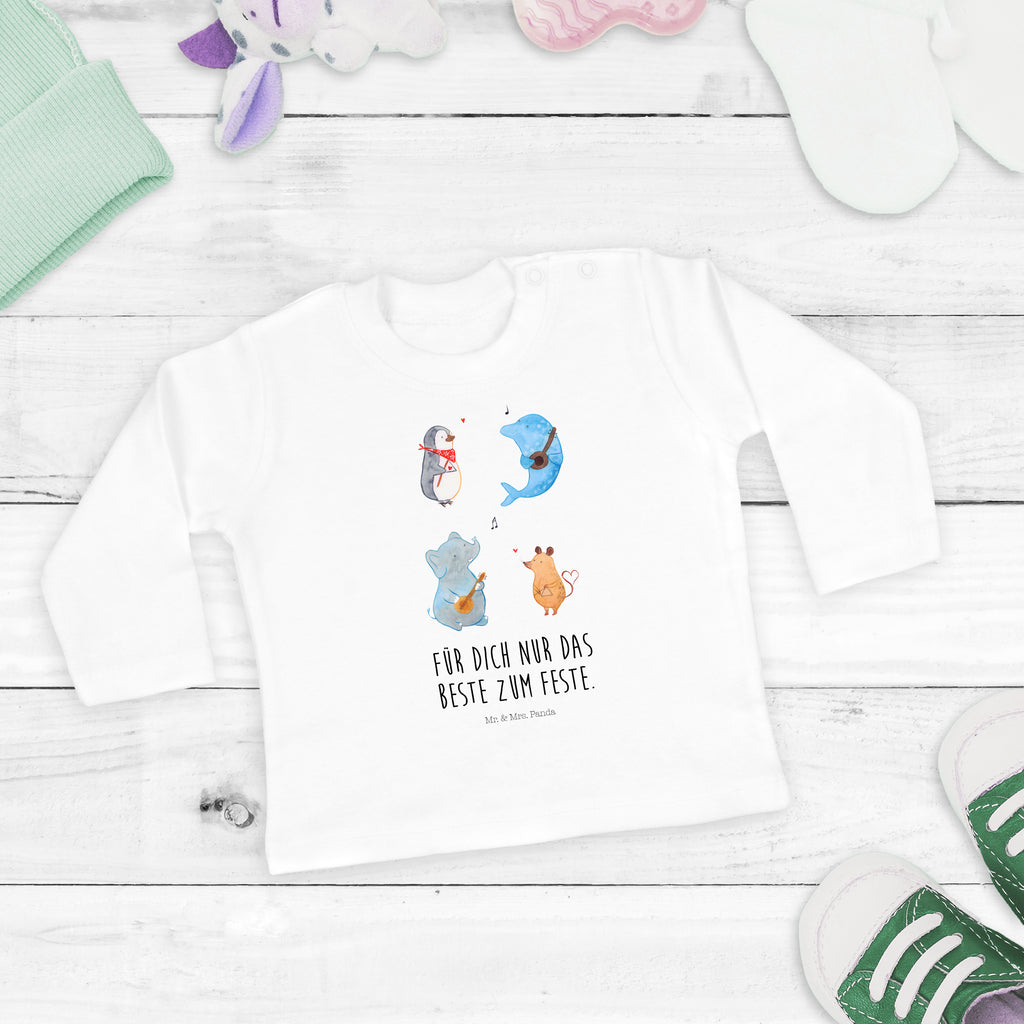 12-18 Monate Baby Longsleeve Big Band Mädchen, Jungen, Baby, Langarm, Bio, Kleidung, Tiermotive, Gute Laune, lustige Sprüche, Tiere, Hund, Pinguin, Maus, Elefant, Delfin, Gitarre, Band, Triangel, Musikanten, Musik