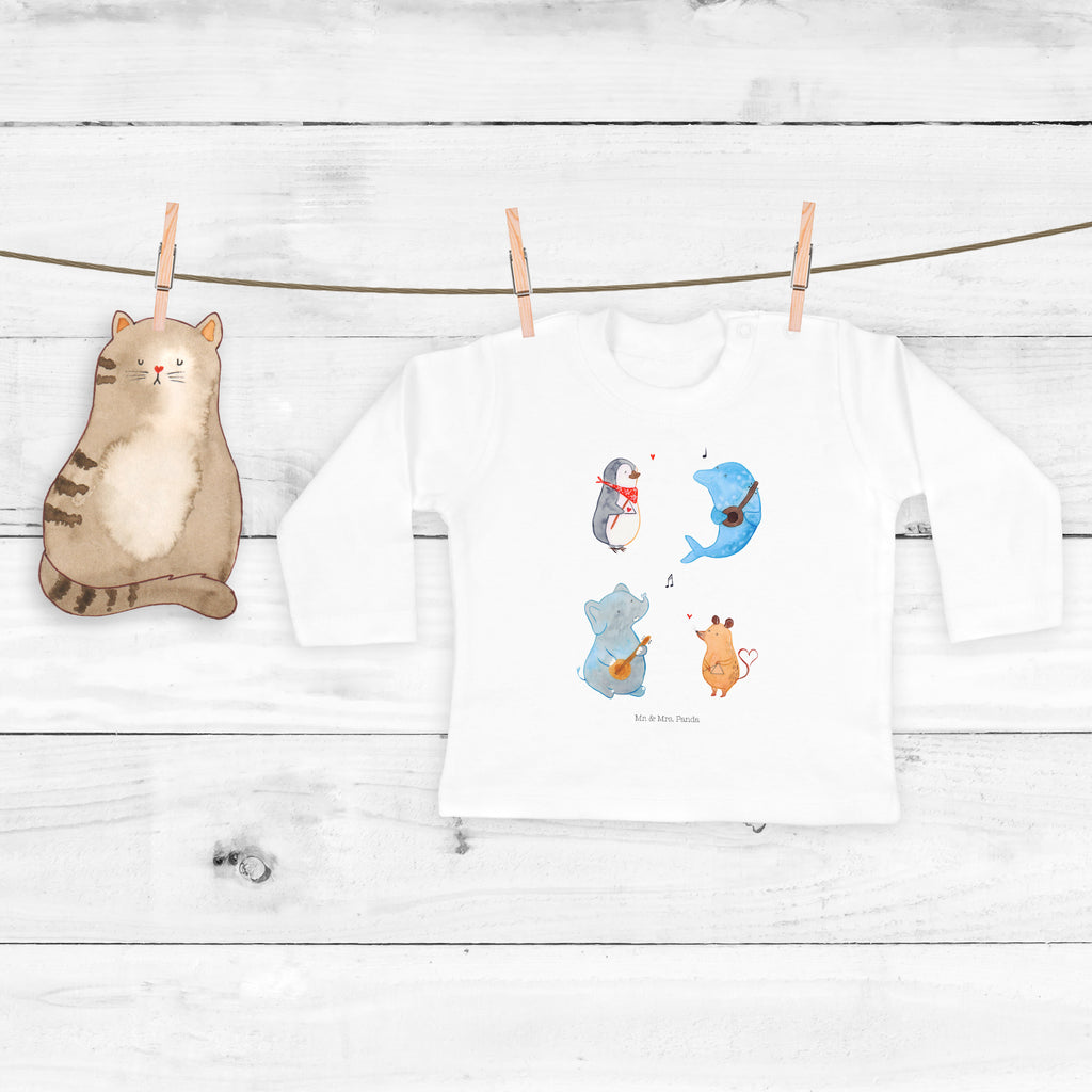 12-18 Monate Baby Longsleeve Big Band Mädchen, Jungen, Baby, Langarm, Bio, Kleidung, Tiermotive, Gute Laune, lustige Sprüche, Tiere, Hund, Pinguin, Maus, Elefant, Delfin, Gitarre, Band, Triangel, Musikanten, Musik