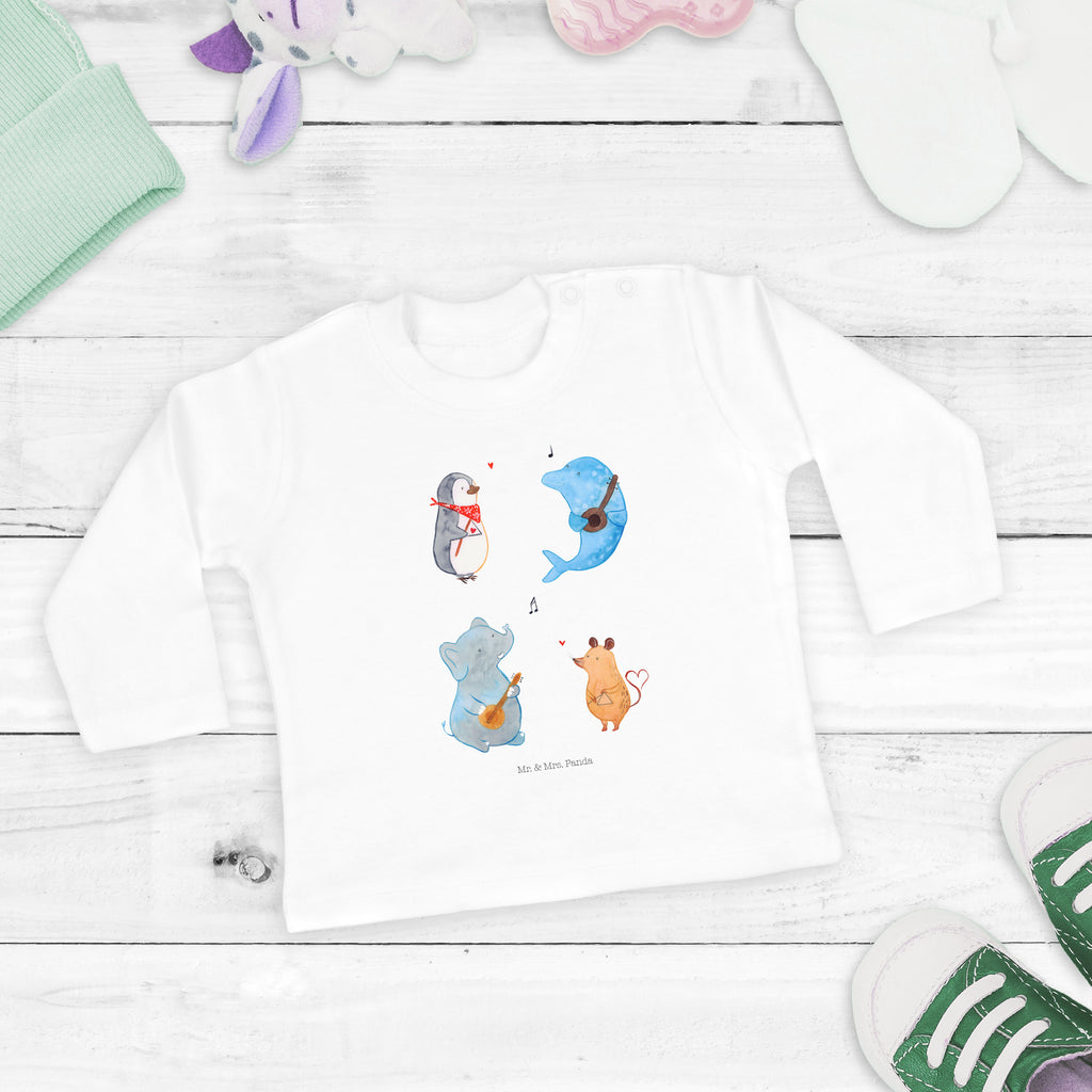 12-18 Monate Baby Longsleeve Big Band Mädchen, Jungen, Baby, Langarm, Bio, Kleidung, Tiermotive, Gute Laune, lustige Sprüche, Tiere, Hund, Pinguin, Maus, Elefant, Delfin, Gitarre, Band, Triangel, Musikanten, Musik