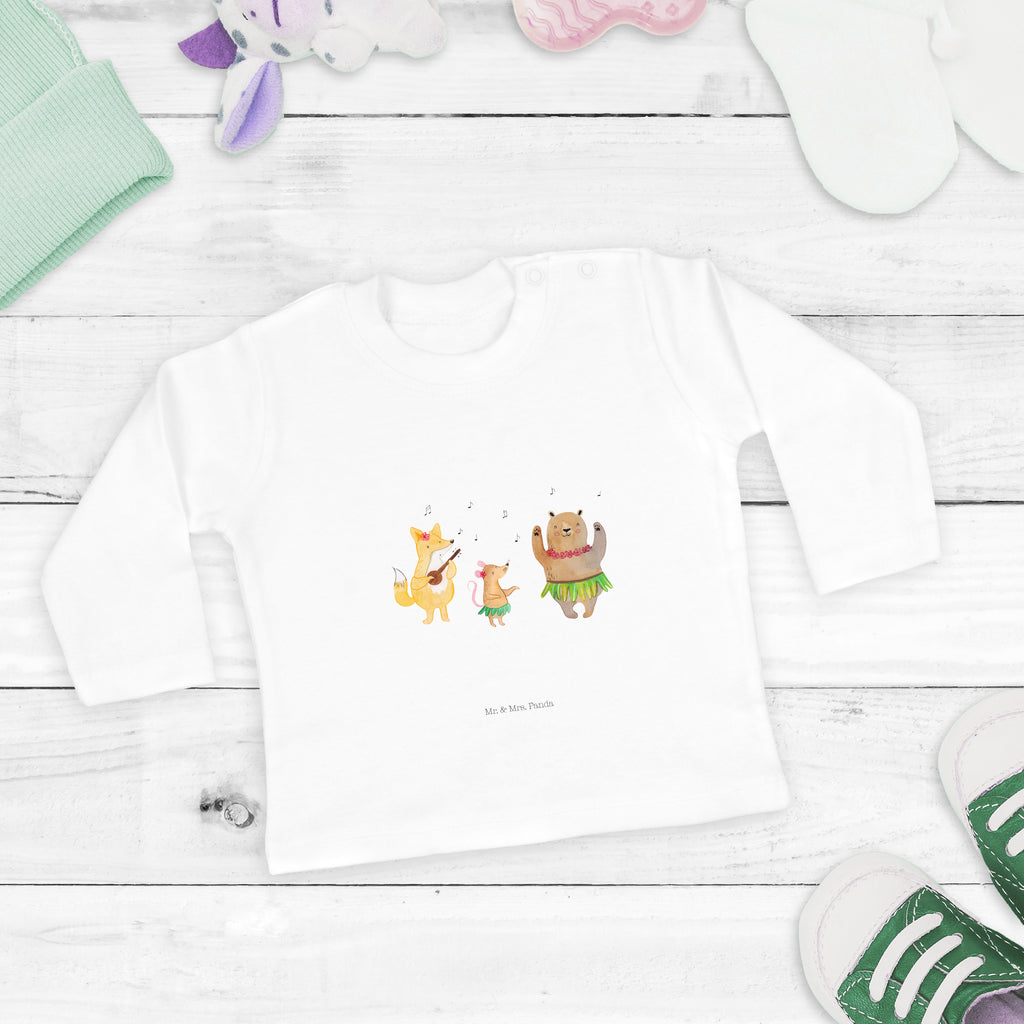 12-18 Monate Baby Longsleeve Waldtiere Aloha Mädchen, Jungen, Baby, Langarm, Bio, Kleidung, Tiermotive, Gute Laune, lustige Sprüche, Tiere, Wald, Waldtiere, Musik, Aloha, Bär, Hase, Igel, Tanzen, Leben, Lachen