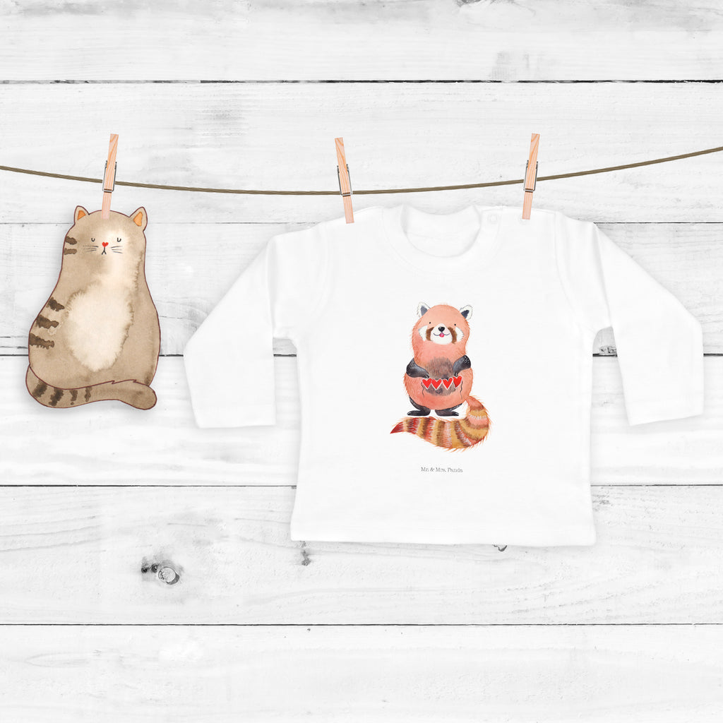 12-18 Monate Baby Longsleeve Roter Panda Mädchen, Jungen, Baby, Langarm, Bio, Kleidung, Tiermotive, Gute Laune, lustige Sprüche, Tiere, Panda, Liebe, Rot, Herz, Liebling, Lieblingsmensch