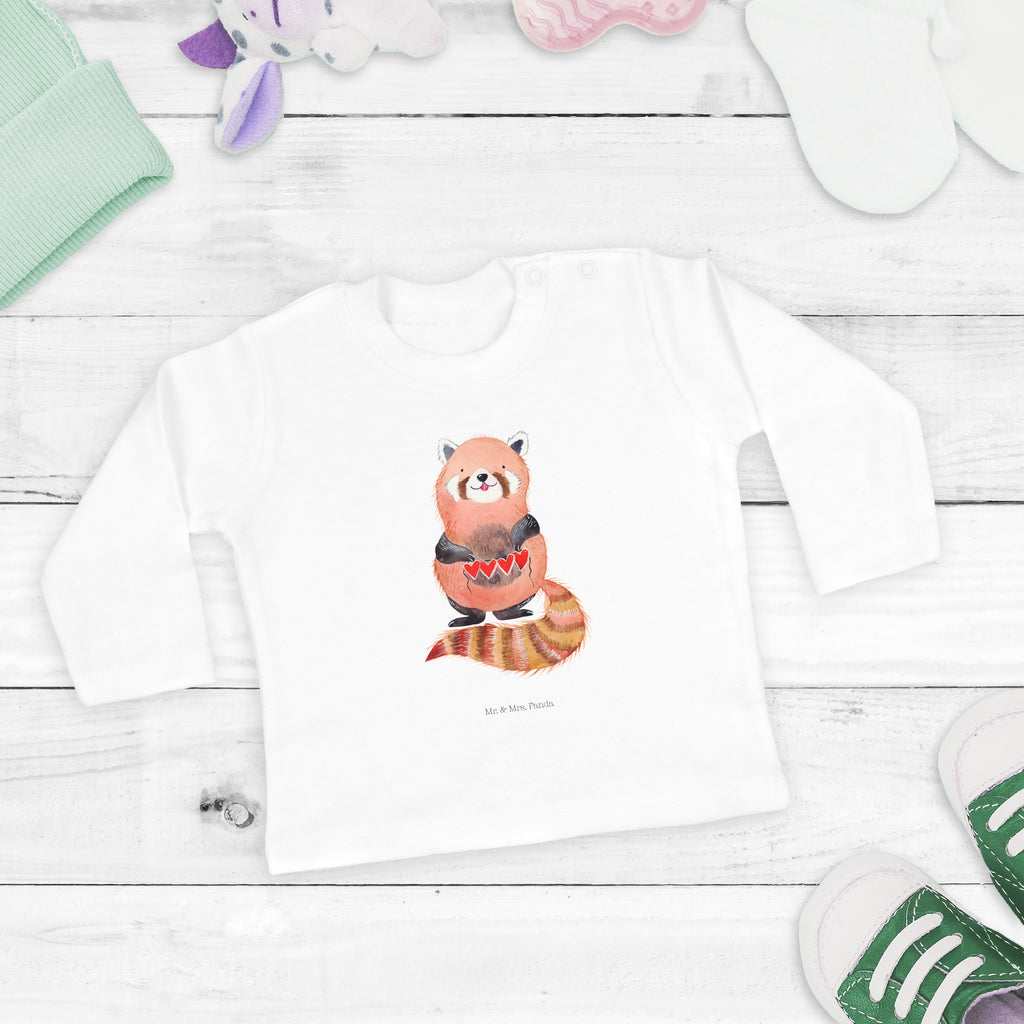 12-18 Monate Baby Longsleeve Roter Panda Mädchen, Jungen, Baby, Langarm, Bio, Kleidung, Tiermotive, Gute Laune, lustige Sprüche, Tiere, Panda, Liebe, Rot, Herz, Liebling, Lieblingsmensch