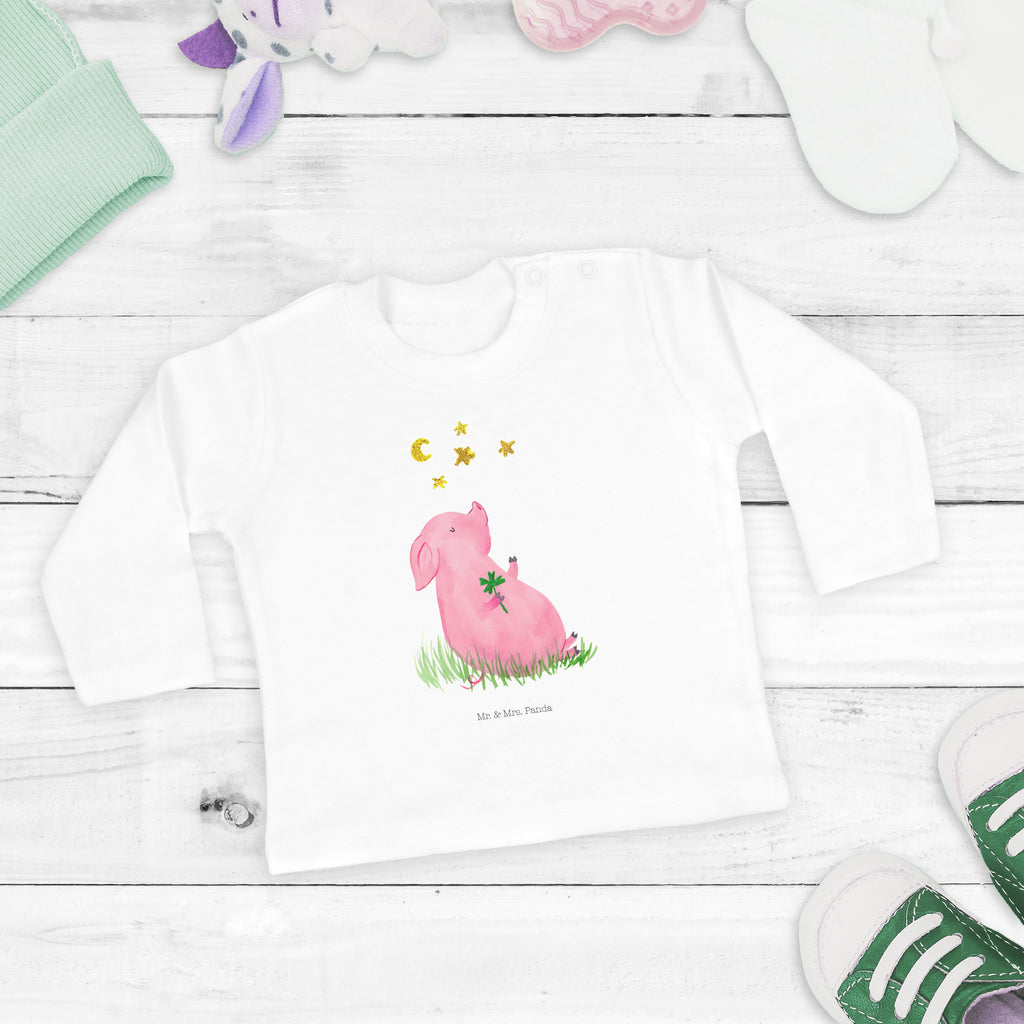 18-24 Monate Baby Longsleeve Glücksschwein Mädchen, Jungen, Baby, Langarm, Bio, Kleidung, Longsleeve, Tiermotive, Gute Laune, lustige Sprüche, Tiere, Glücksschwein. Glück, Schwein, Schweinchen, Sterne, Sernchen, Ziele, Träume, Motivation, Glücksbringer