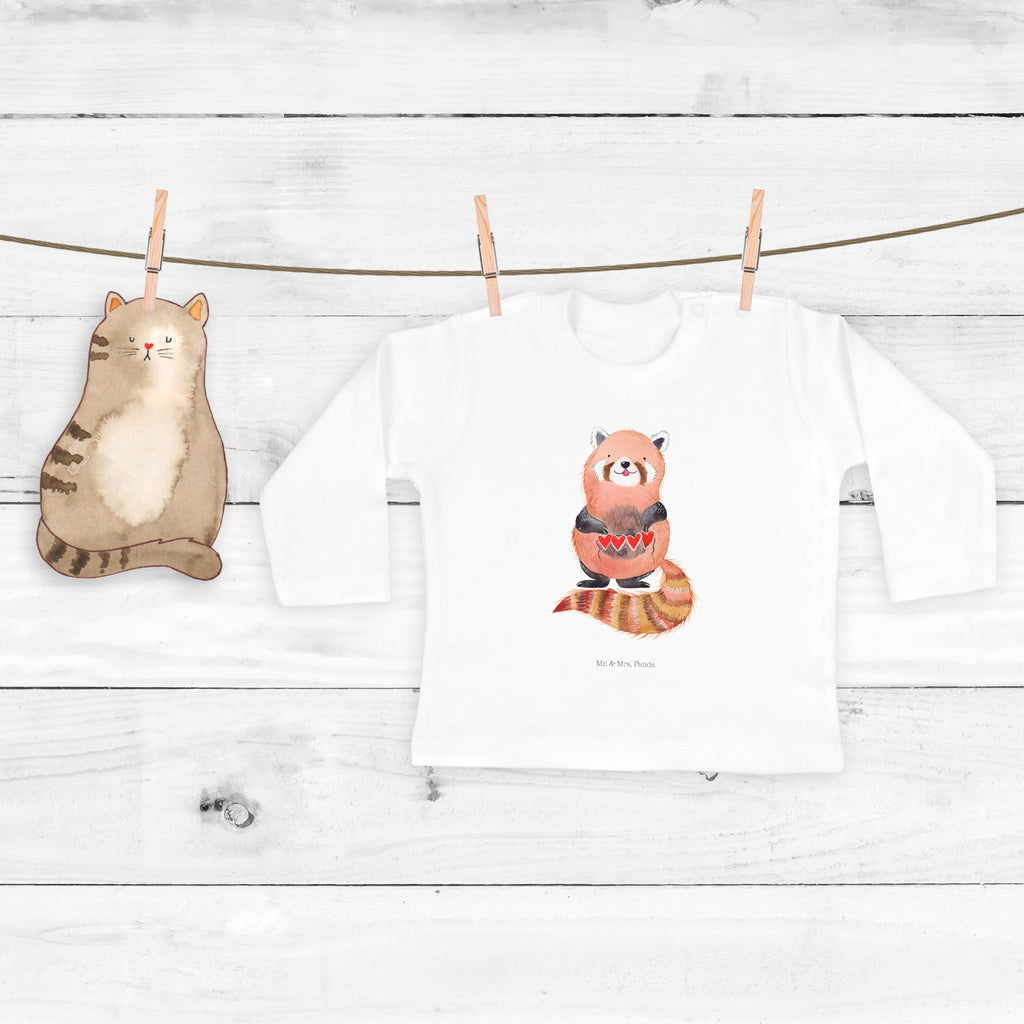 12-18 Monate Baby Longsleeve Roter Panda Mädchen, Jungen, Baby, Langarm, Bio, Kleidung, Tiermotive, Gute Laune, lustige Sprüche, Tiere, Panda, Liebe, Rot, Herz, Liebling, Lieblingsmensch