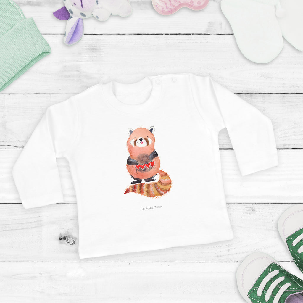 12-18 Monate Baby Longsleeve Roter Panda Mädchen, Jungen, Baby, Langarm, Bio, Kleidung, Tiermotive, Gute Laune, lustige Sprüche, Tiere, Panda, Liebe, Rot, Herz, Liebling, Lieblingsmensch