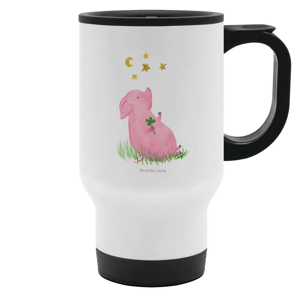 Thermobecher Glücksschwein Thermobecher, To Go Becher, Thermotasse, Kaffeebecher, Isolierbecher, Thermobecher To Go, Warmhaltetasse, Edelstahlbecher, Reisebecher, Tasse mit Deckel, Thermobecher für 400 ml, Kaffeetasse zum Mitnehmen, Tasse zum Mitnehmen, Spülmaschinenfest, Tiermotive, Gute Laune, lustige Sprüche, Tiere, Glücksschwein. Glück, Schwein, Schweinchen, Sterne, Sernchen, Ziele, Träume, Motivation, Glücksbringer