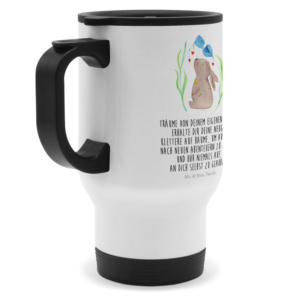 Thermobecher Hase Blume Thermobecher, To Go Becher, Thermotasse, Kaffeebecher, Isolierbecher, Thermobecher To Go, Warmhaltetasse, Edelstahlbecher, Reisebecher, Tasse mit Deckel, Thermobecher für 400 ml, Kaffeetasse zum Mitnehmen, Tasse zum Mitnehmen, Spülmaschinenfest, Ostern, Osterhase, Ostergeschenke, Osternest, Osterdeko, Geschenk zu Ostern, Hase, Kaninchen, Kind, Taufe, Taufgeschenk, Geburt, Schwangerschaft, erstes Kind, Kindergeburtstag, Geburtstag, Hoffnung, Träume