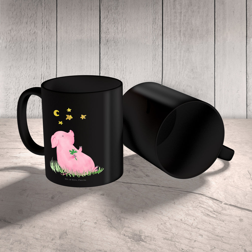 Tasse Glücksschwein Glücksschwein. Glück, Schwein, Schweinchen, Sterne, Sernchen, Ziele, Träume, Motivation, Glücksbringer Becher, Kaffeetasse, Kaffeebecher, Tee, Frühstück, Büro  süße Tiermotive, gute Laune, lustige Sprüche, Tiere