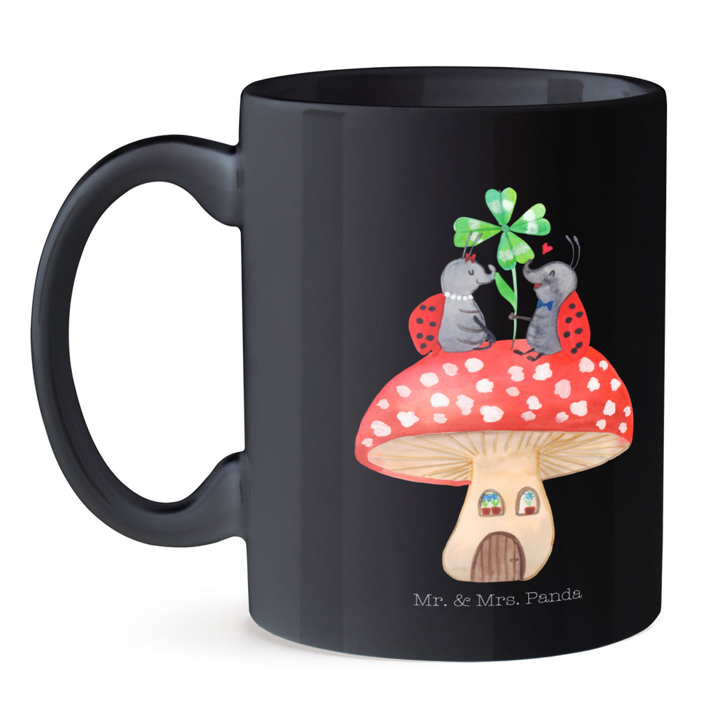 Tasse Marienkäfer Paar Fliegenpilz Haus, Wohnung, zuhause, Fliegenpilz, Marienkäfer, Fleigenpilzhaus Becher, Kaffeetasse, Kaffeebecher, Tee, Frühstück, Büro  süße Tiermotive, gute Laune, lustige Sprüche, Tiere
