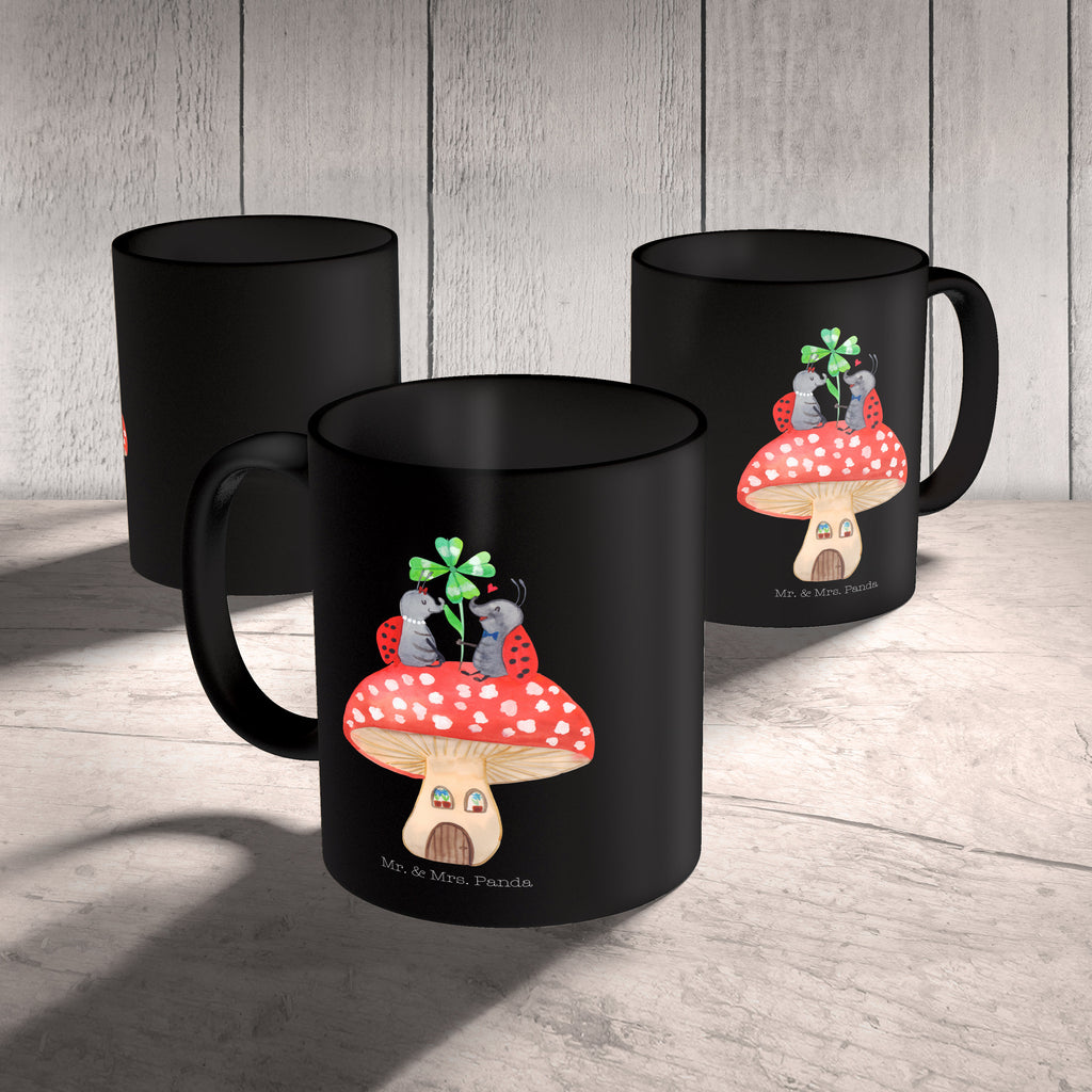 Tasse Marienkäfer Paar Fliegenpilz Haus, Wohnung, zuhause, Fliegenpilz, Marienkäfer, Fleigenpilzhaus Becher, Kaffeetasse, Kaffeebecher, Tee, Frühstück, Büro  süße Tiermotive, gute Laune, lustige Sprüche, Tiere