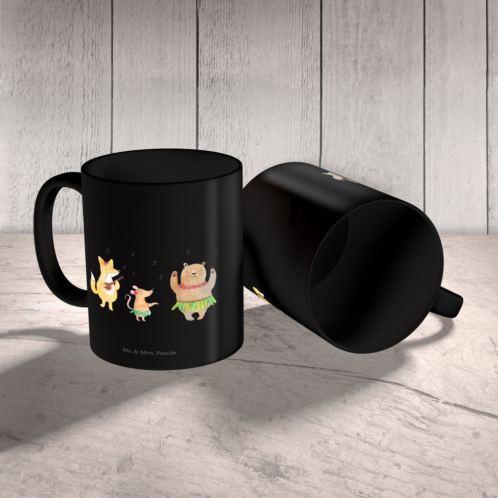 Tasse Waldtiere Aloha Wald, Waldtiere, Musik, Aloha, Bär, Hase, Igel, Tanzen, Leben, Lachen Becher, Kaffeetasse, Kaffeebecher, Tee, Frühstück, Büro  süße Tiermotive, gute Laune, lustige Sprüche, Tiere