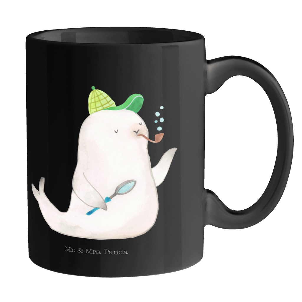 Tasse Robbe Sherlock  Becher, Kaffeetasse, Kaffeebecher, Tee, Frühstück, Büro  süße Tiermotive, gute Laune, lustige Sprüche, Tiere