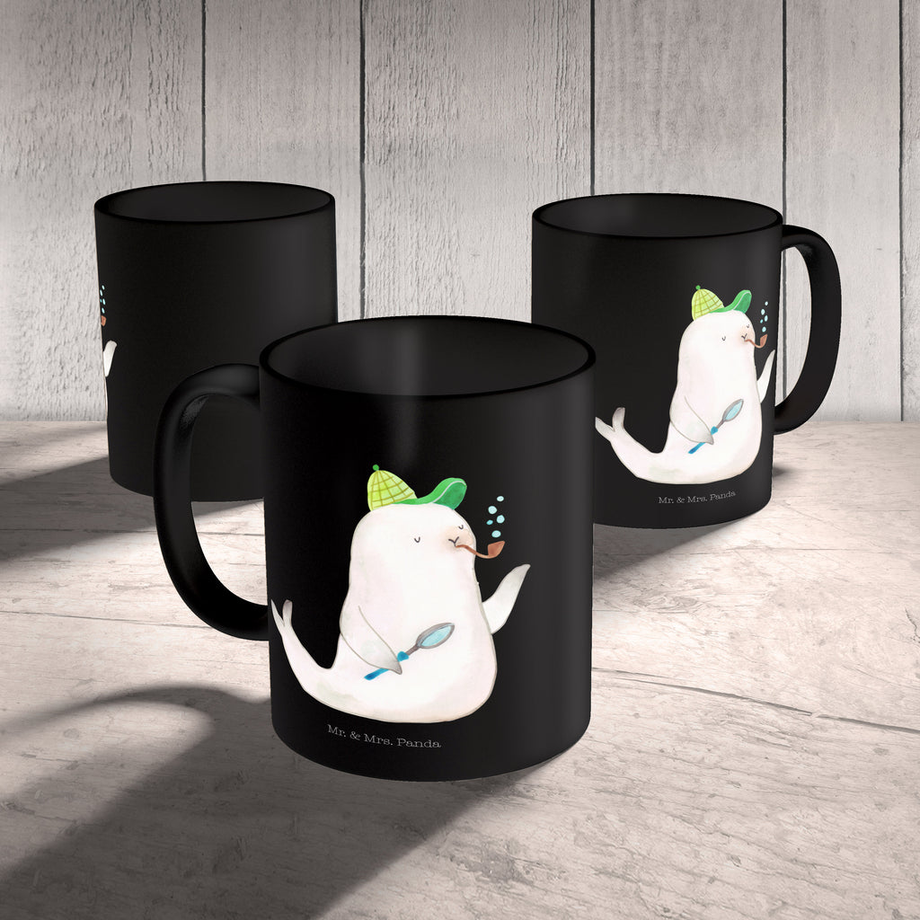 Tasse Robbe Sherlock  Becher, Kaffeetasse, Kaffeebecher, Tee, Frühstück, Büro  süße Tiermotive, gute Laune, lustige Sprüche, Tiere