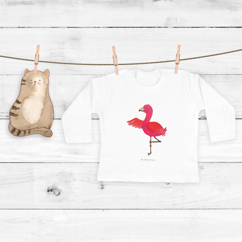 3-6 Monate Baby Longsleeve Flamingo Yoga Mädchen, Jungen, Baby, Langarm, Bio, Kleidung, Flamingo, Vogel, Yoga, Namaste, Achtsamkeit, Yoga-Übung, Entspannung, Ärger, Aufregen, Tiefenentspannung