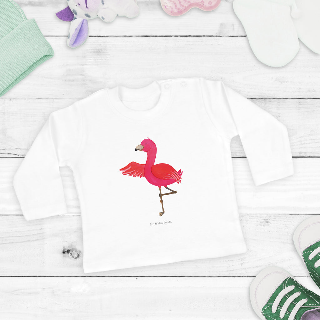 3-6 Monate Baby Longsleeve Flamingo Yoga Mädchen, Jungen, Baby, Langarm, Bio, Kleidung, Flamingo, Vogel, Yoga, Namaste, Achtsamkeit, Yoga-Übung, Entspannung, Ärger, Aufregen, Tiefenentspannung