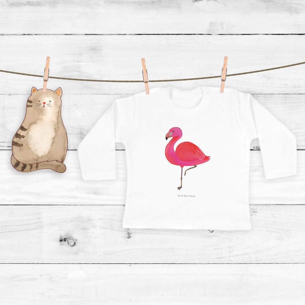 12-18 Monate Baby Longsleeve Flamingo classic Mädchen, Jungen, Baby, Langarm, Bio, Kleidung, Flamingo, Einzigartig, Selbstliebe, Stolz, ich, für mich, Spruch, Freundin, Freundinnen, Außenseiter, Sohn, Tochter, Geschwister