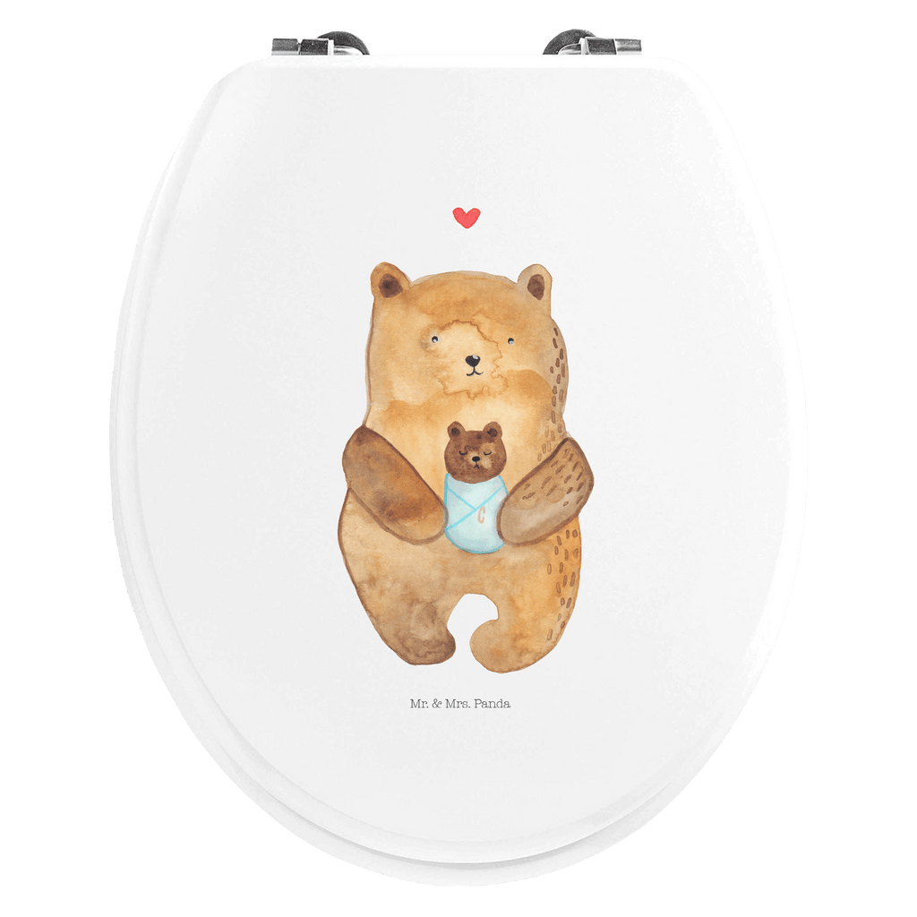 Motiv WC Sitz Bär mit Baby Klobrille, Klodeckel, Toilettendeckel, WC-Sitz, Toilette, Bär, Teddy, Teddybär, Eltern, Mutter, Baby, Taufe, Geburt, Nichte, Neffe, Enkel, Enkelin, Täufling, Geburtstag, Glückwunsch