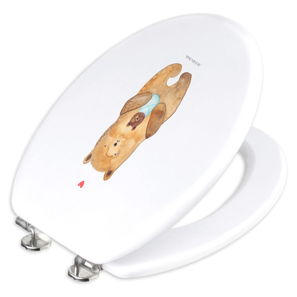 Motiv WC Sitz Bär mit Baby Klobrille, Klodeckel, Toilettendeckel, WC-Sitz, Toilette, Bär, Teddy, Teddybär, Eltern, Mutter, Baby, Taufe, Geburt, Nichte, Neffe, Enkel, Enkelin, Täufling, Geburtstag, Glückwunsch