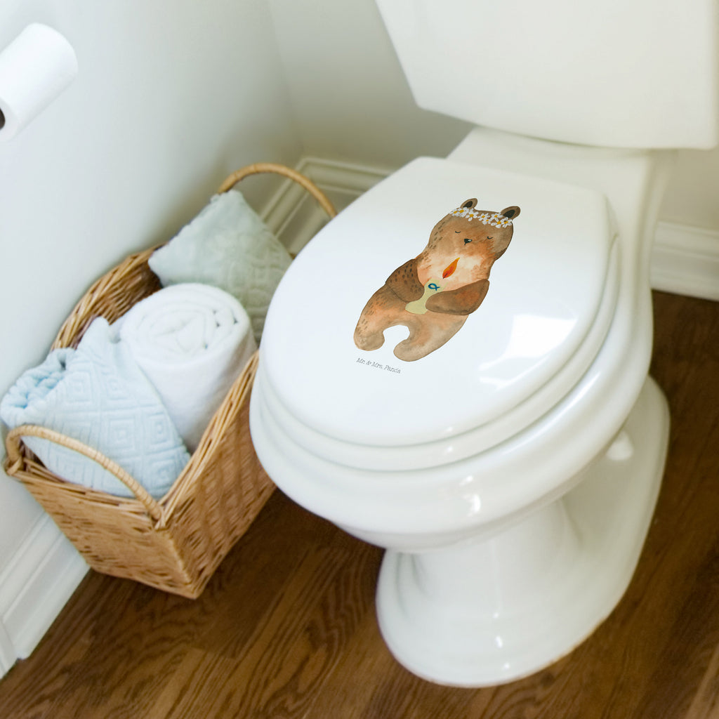 Motiv WC Sitz Kommunion-Bär Klobrille, Klodeckel, Toilettendeckel, WC-Sitz, Toilette, Bär, Teddy, Teddybär, Kommunion, Gottes Segen, Taufkerze, katholisch