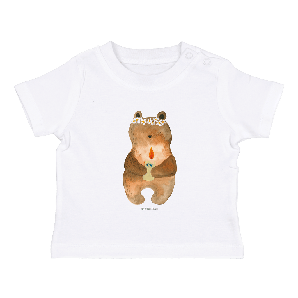 Organic Baby Shirt Kommunion-Bär Baby T-Shirt, Jungen Baby T-Shirt, Mädchen Baby T-Shirt, Shirt, Bär, Teddy, Teddybär, Kommunion, Gottes Segen, Taufkerze, katholisch