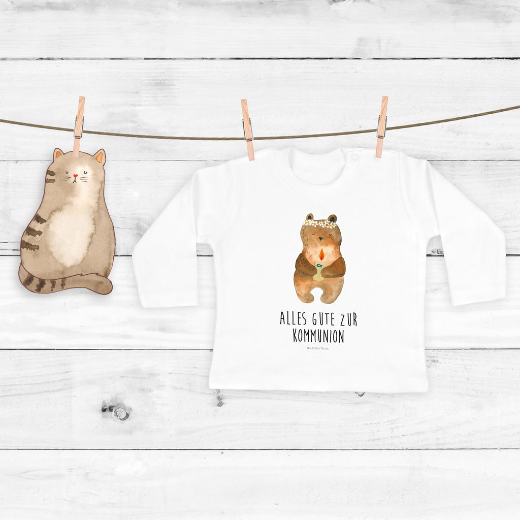 18-24 Monate Baby Longsleeve Kommunion-Bär Mädchen, Jungen, Baby, Langarm, Bio, Kleidung, Longsleeve, Bär, Teddy, Teddybär, Kommunion, Gottes Segen, Taufkerze, katholisch