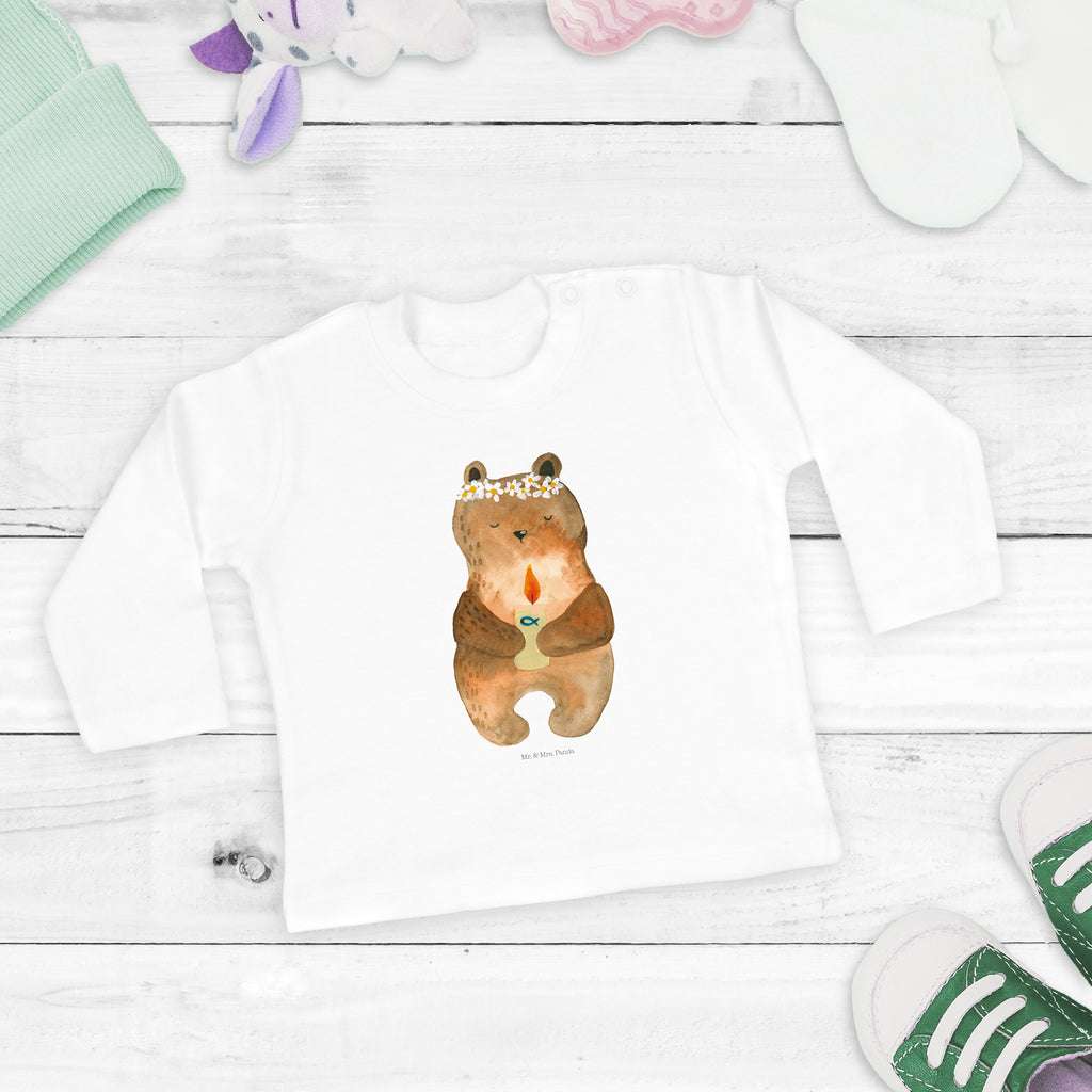 18-24 Monate Baby Longsleeve Kommunion-Bär Mädchen, Jungen, Baby, Langarm, Bio, Kleidung, Longsleeve, Bär, Teddy, Teddybär, Kommunion, Gottes Segen, Taufkerze, katholisch