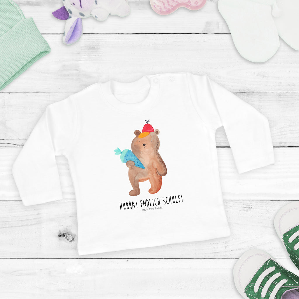 12-18 Monate Baby Longsleeve Bär mit Schultüte Mädchen, Jungen, Baby, Langarm, Bio, Kleidung, Bär, Teddy, Teddybär, Bär Motiv, Schultüte, Erster Schultag Geschenk, Einschulung Geschenk, Schule Geschenk, Grundschule, Schulanfang, Schulbeginn