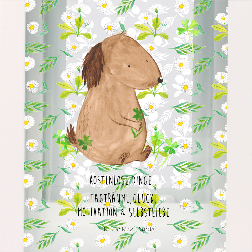 Deko Laterne Hund Kleeblatt Gartenlampe, Gartenleuchte, Gartendekoration, Gartenlicht, Laterne  kleine Laternen, XXL Laternen, Laterne groß, Hund, Hundemotiv, Haustier, Hunderasse, Tierliebhaber, Hundebesitzer, Sprüche, Kleeblatt, Glück, Tagträume, Motivation, Neuanfang, Geschenk, Glücksbringer, Selbstliebe, Achtsamkeit