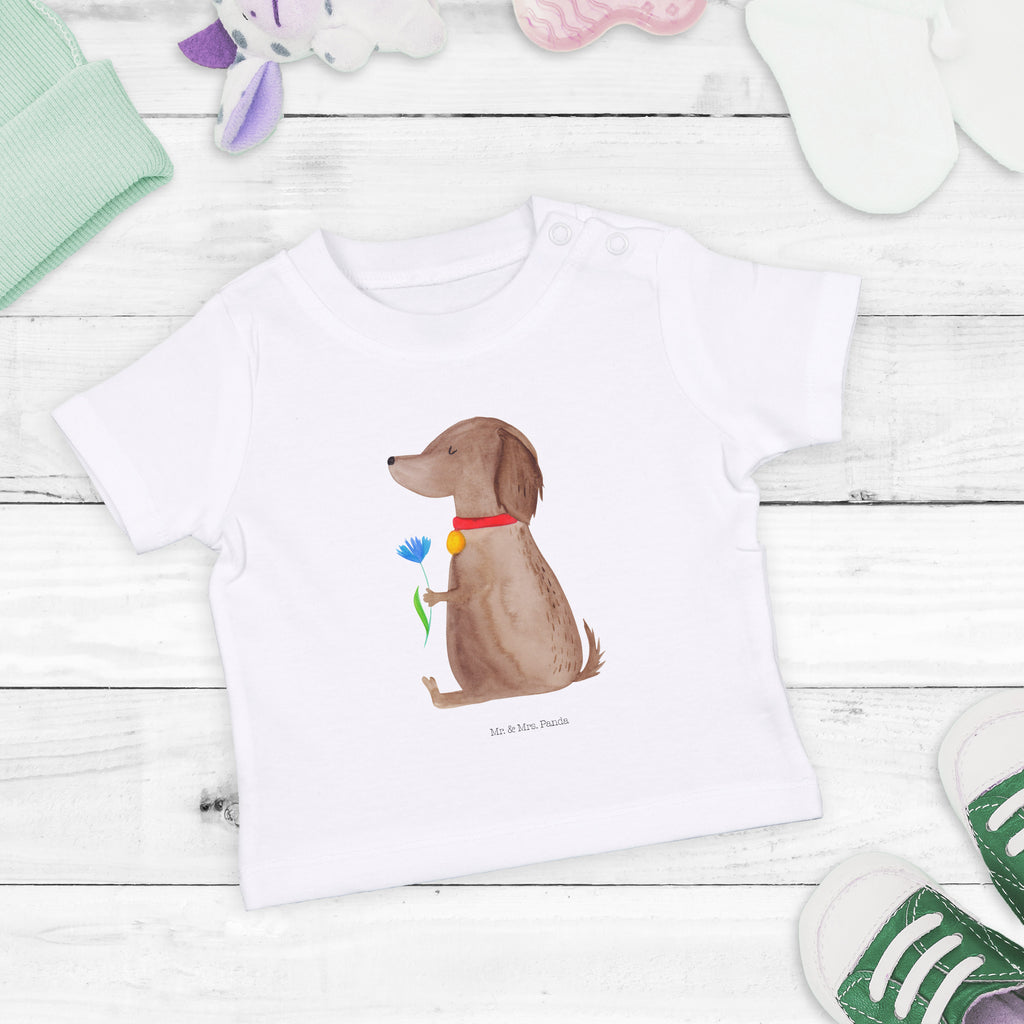 Organic Baby Shirt Hund Blume Baby T-Shirt, Jungen Baby T-Shirt, Mädchen Baby T-Shirt, Shirt, Hund, Hundemotiv, Haustier, Hunderasse, Tierliebhaber, Hundebesitzer, Sprüche, Hunde, Frauchen, Hundeliebe