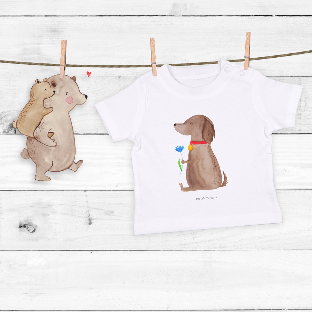 Organic Baby Shirt Hund Blume Baby T-Shirt, Jungen Baby T-Shirt, Mädchen Baby T-Shirt, Shirt, Hund, Hundemotiv, Haustier, Hunderasse, Tierliebhaber, Hundebesitzer, Sprüche, Hunde, Frauchen, Hundeliebe