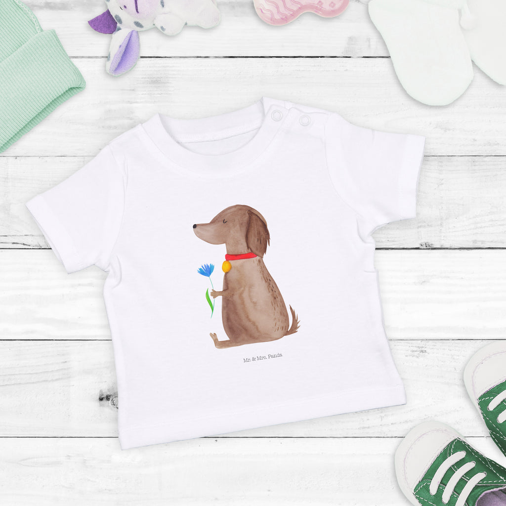 Organic Baby Shirt Hund Blume Baby T-Shirt, Jungen Baby T-Shirt, Mädchen Baby T-Shirt, Shirt, Hund, Hundemotiv, Haustier, Hunderasse, Tierliebhaber, Hundebesitzer, Sprüche, Hunde, Frauchen, Hundeliebe
