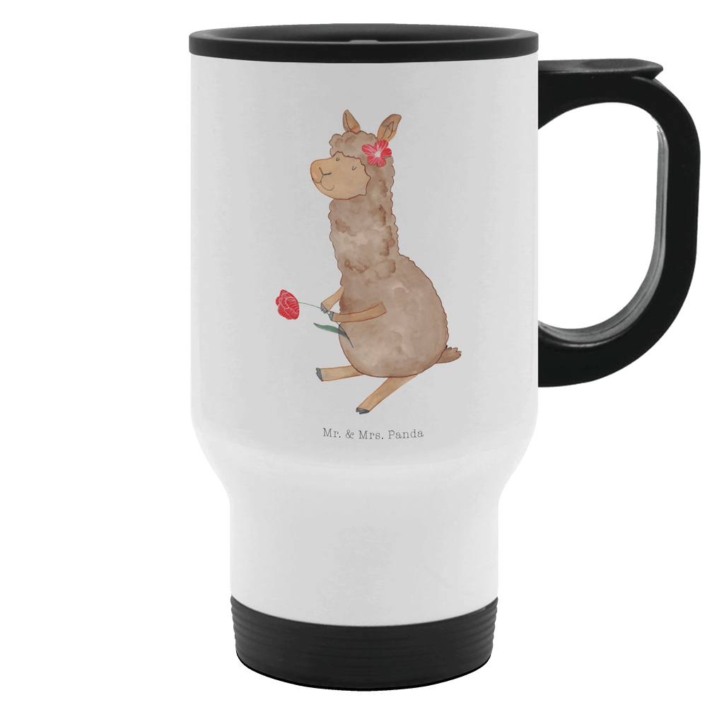 Thermobecher Alpaka Blume Thermobecher, To Go Becher, Thermotasse, Kaffeebecher, Isolierbecher, Thermobecher To Go, Warmhaltetasse, Edelstahlbecher, Reisebecher, Tasse mit Deckel, Thermobecher für 400 ml, Kaffeetasse zum Mitnehmen, Tasse zum Mitnehmen, Spülmaschinenfest, Alpaka, Lama, Blume, Lamas, Alpaka Zitat, Alpaka Spruch, Alpaka Dekor, Alpaka Geschenk, Alpaka Dekoration, Alpaka Witz, Motiv Alpaka