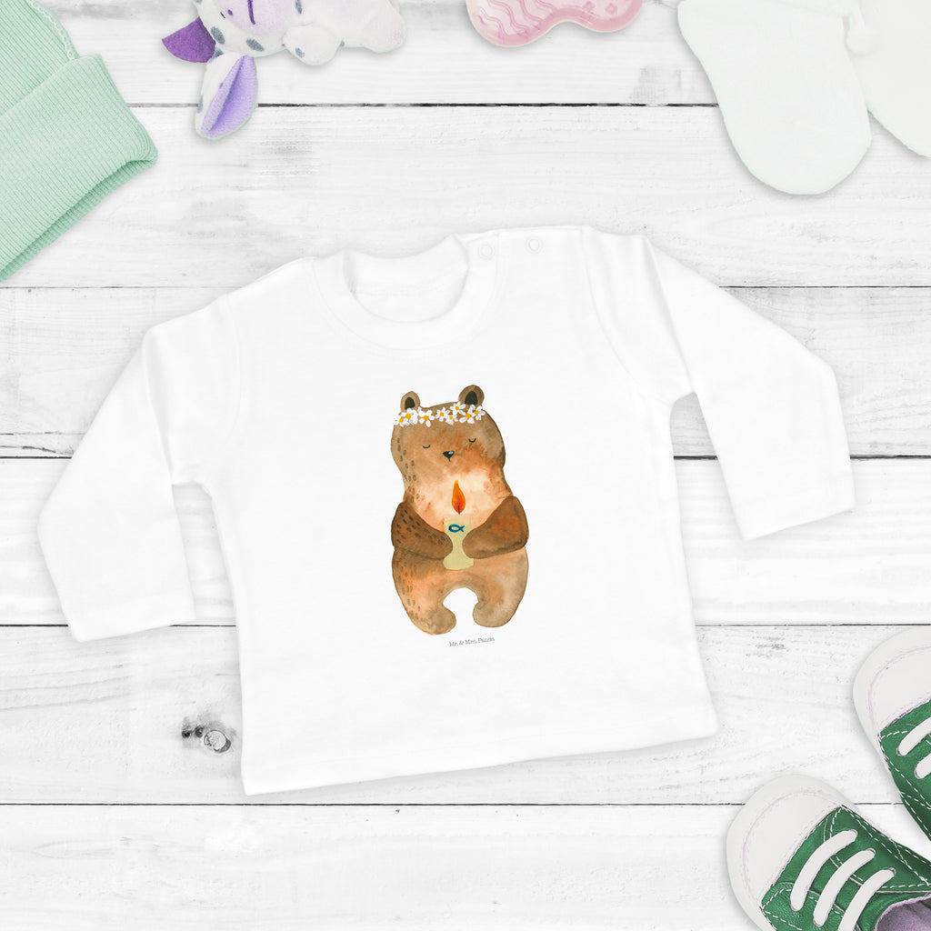 18-24 Monate Baby Longsleeve Kommunion-Bär Mädchen, Jungen, Baby, Langarm, Bio, Kleidung, Longsleeve, Bär, Teddy, Teddybär, Kommunion, Gottes Segen, Taufkerze, katholisch