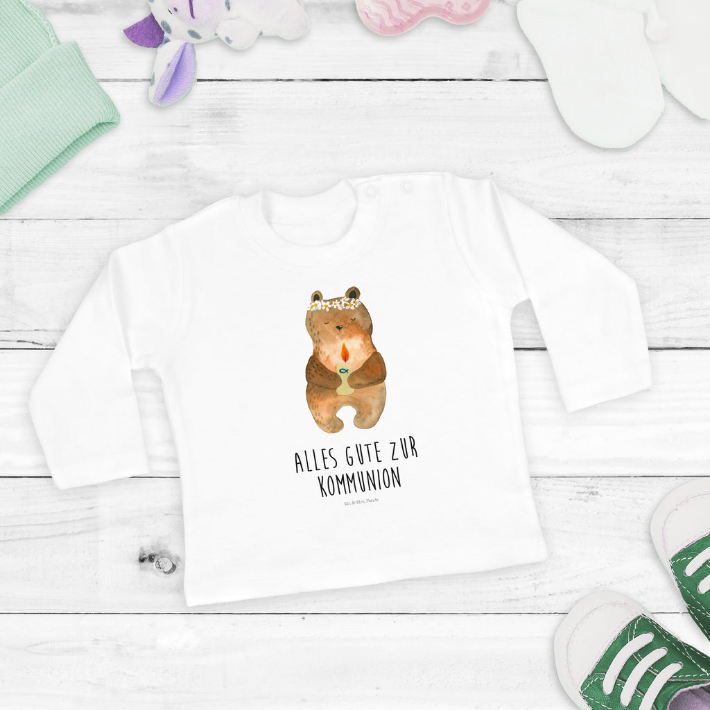 18-24 Monate Baby Longsleeve Kommunion-Bär Mädchen, Jungen, Baby, Langarm, Bio, Kleidung, Longsleeve, Bär, Teddy, Teddybär, Kommunion, Gottes Segen, Taufkerze, katholisch