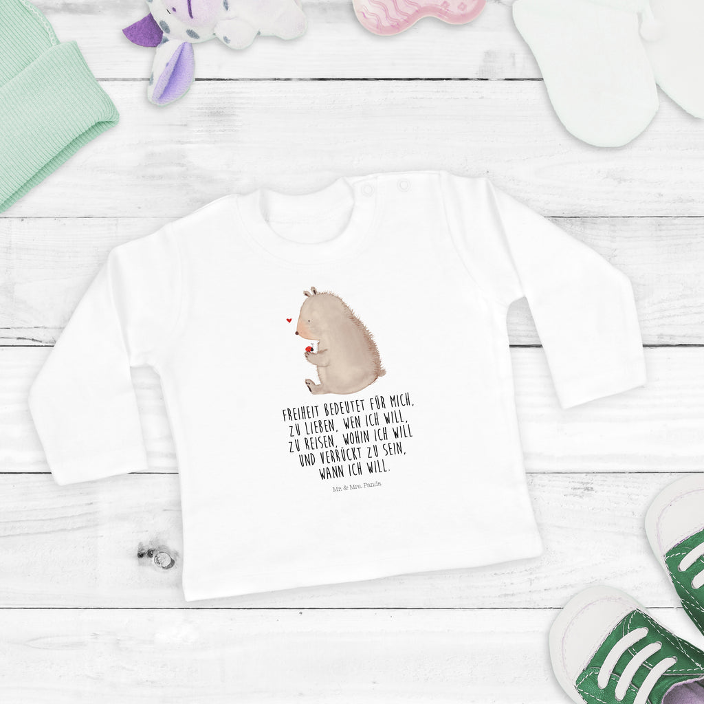 12-18 Monate Baby Longsleeve Bär mit Marienkäfer Mädchen, Jungen, Baby, Langarm, Bio, Kleidung, Bär, Teddy, Teddybär, Marienkäfer, Liebe, Freiheit, Motivation, Das Leben ist schön
