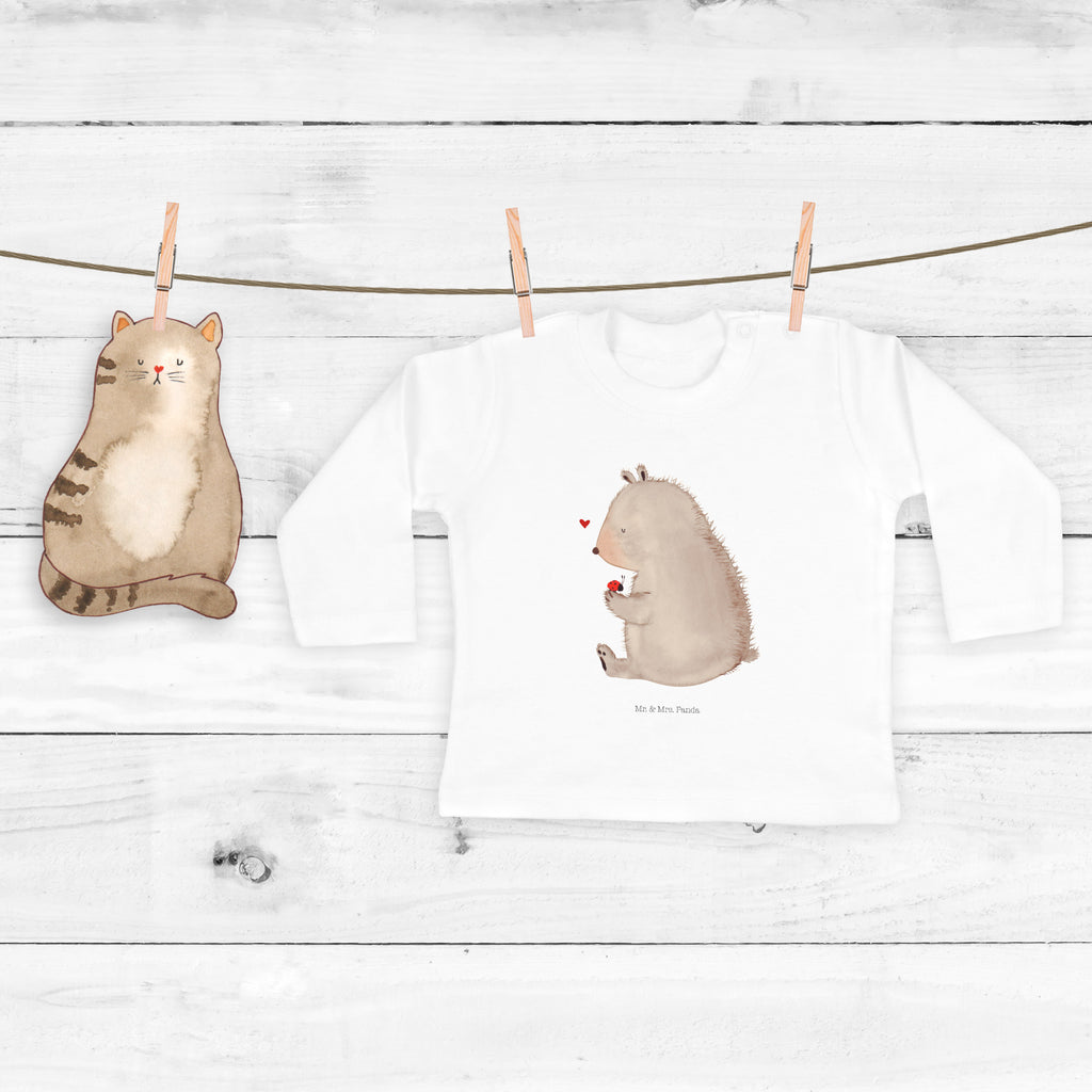 12-18 Monate Baby Longsleeve Bär mit Marienkäfer Mädchen, Jungen, Baby, Langarm, Bio, Kleidung, Bär, Teddy, Teddybär, Marienkäfer, Liebe, Freiheit, Motivation, Das Leben ist schön