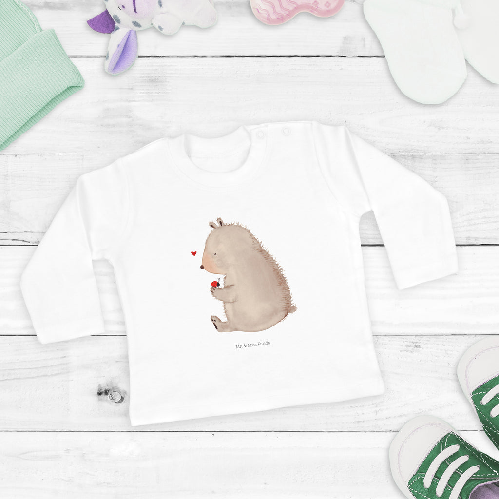 12-18 Monate Baby Longsleeve Bär mit Marienkäfer Mädchen, Jungen, Baby, Langarm, Bio, Kleidung, Bär, Teddy, Teddybär, Marienkäfer, Liebe, Freiheit, Motivation, Das Leben ist schön