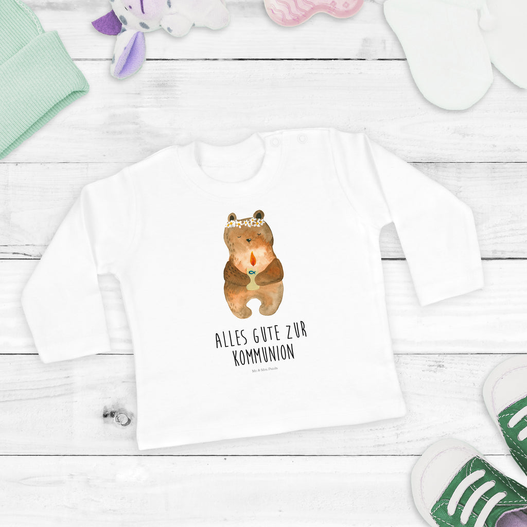 18-24 Monate Baby Longsleeve Kommunion-Bär Mädchen, Jungen, Baby, Langarm, Bio, Kleidung, Longsleeve, Bär, Teddy, Teddybär, Kommunion, Gottes Segen, Taufkerze, katholisch
