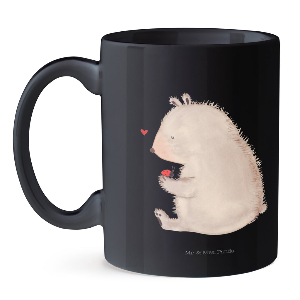 Tasse Bär mit Marienkäfer Bär, Marienkäfer, Liebe, Freiheit, Motivation, Das Leben ist schön Becher, Kaffeetasse, Kaffeebecher, Tee, Frühstück, Büro  Bär, Teddy, Teddybär