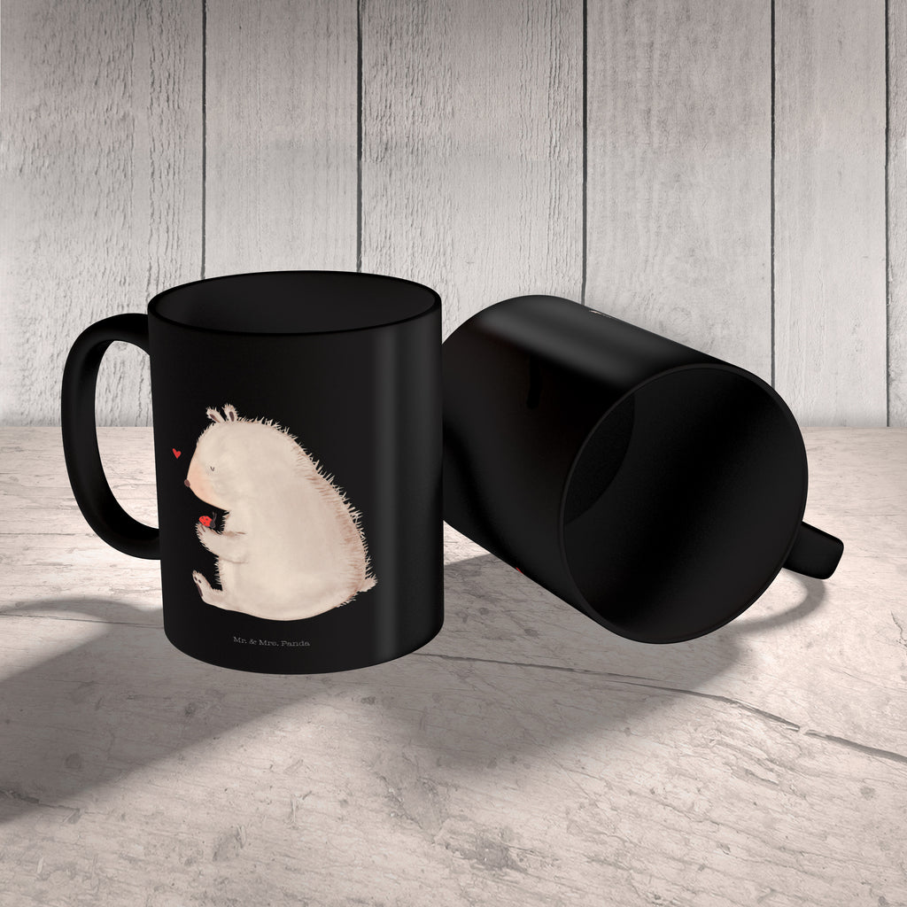 Tasse Bär mit Marienkäfer Bär, Marienkäfer, Liebe, Freiheit, Motivation, Das Leben ist schön Becher, Kaffeetasse, Kaffeebecher, Tee, Frühstück, Büro  Bär, Teddy, Teddybär