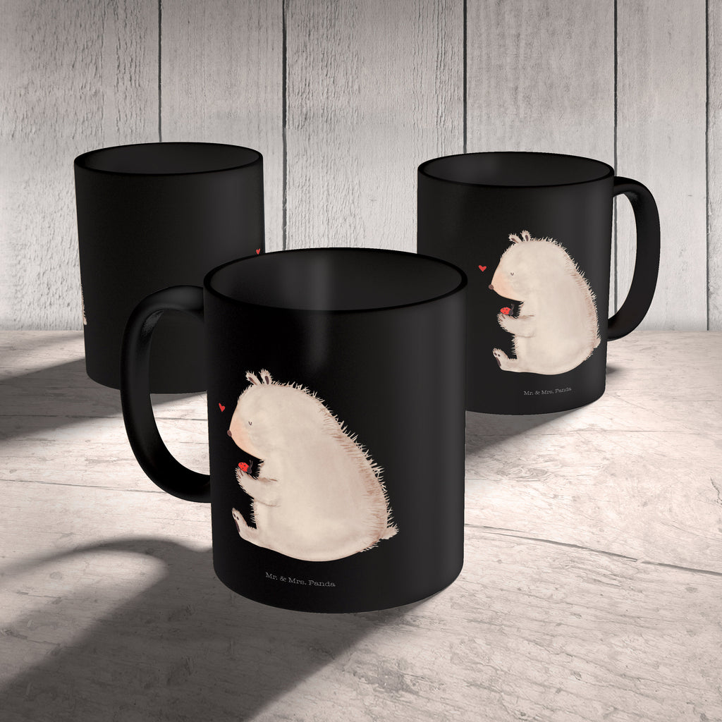Tasse Bär mit Marienkäfer Bär, Marienkäfer, Liebe, Freiheit, Motivation, Das Leben ist schön Becher, Kaffeetasse, Kaffeebecher, Tee, Frühstück, Büro  Bär, Teddy, Teddybär