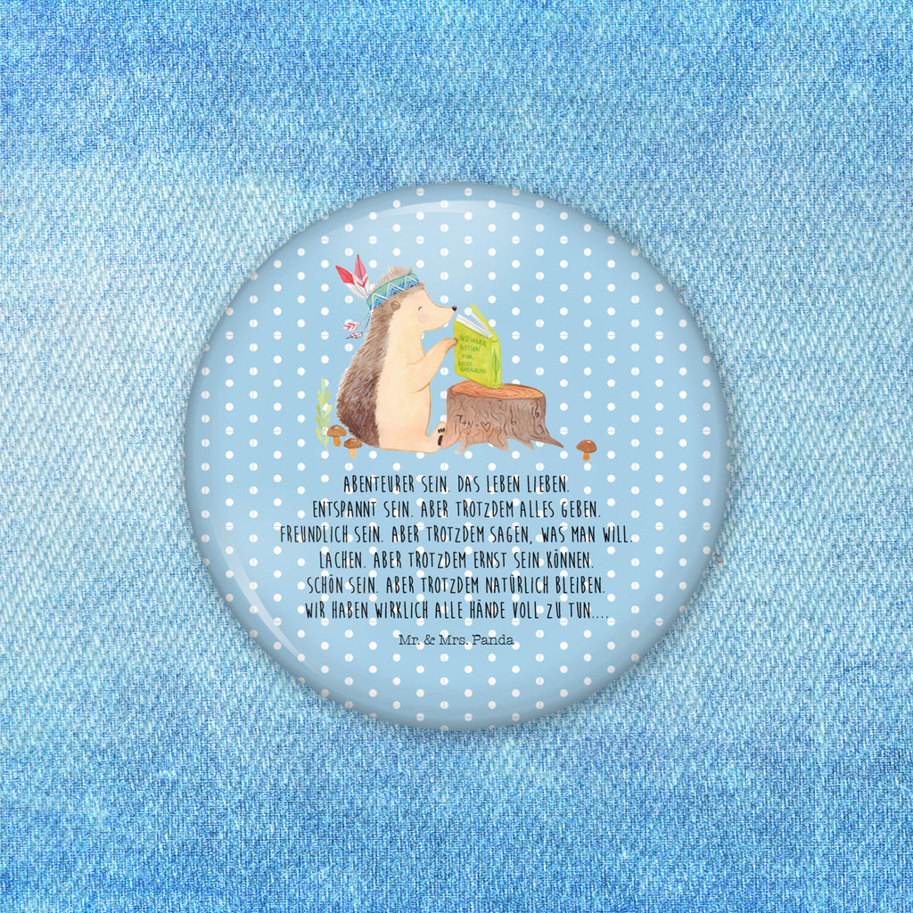 50mm Button Igel Indianer 50mm Button, Button, Pin, Anstecknadel, Waldtiere, Tiere, Igel, Indianer, Abenteuer, Lagerfeuer, Camping