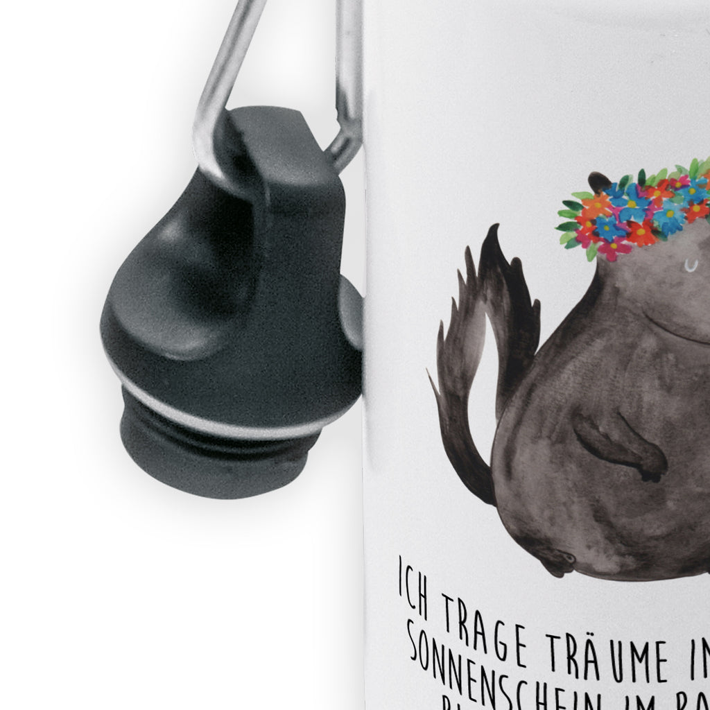 Kindertrinkflasche Stinktier Blumenmaedchen Kindertrinkflasche, Kinder Trinkflasche, Trinkflasche, Flasche, Kinderflasche, Kinder, Kids, Kindergarten Flasche, Grundschule, Jungs, Mädchen, Stinktier, Skunk, Wildtier, Raubtier, Stinker, Stinki, Yoga, Namaste, Lebe, Liebe, Lache