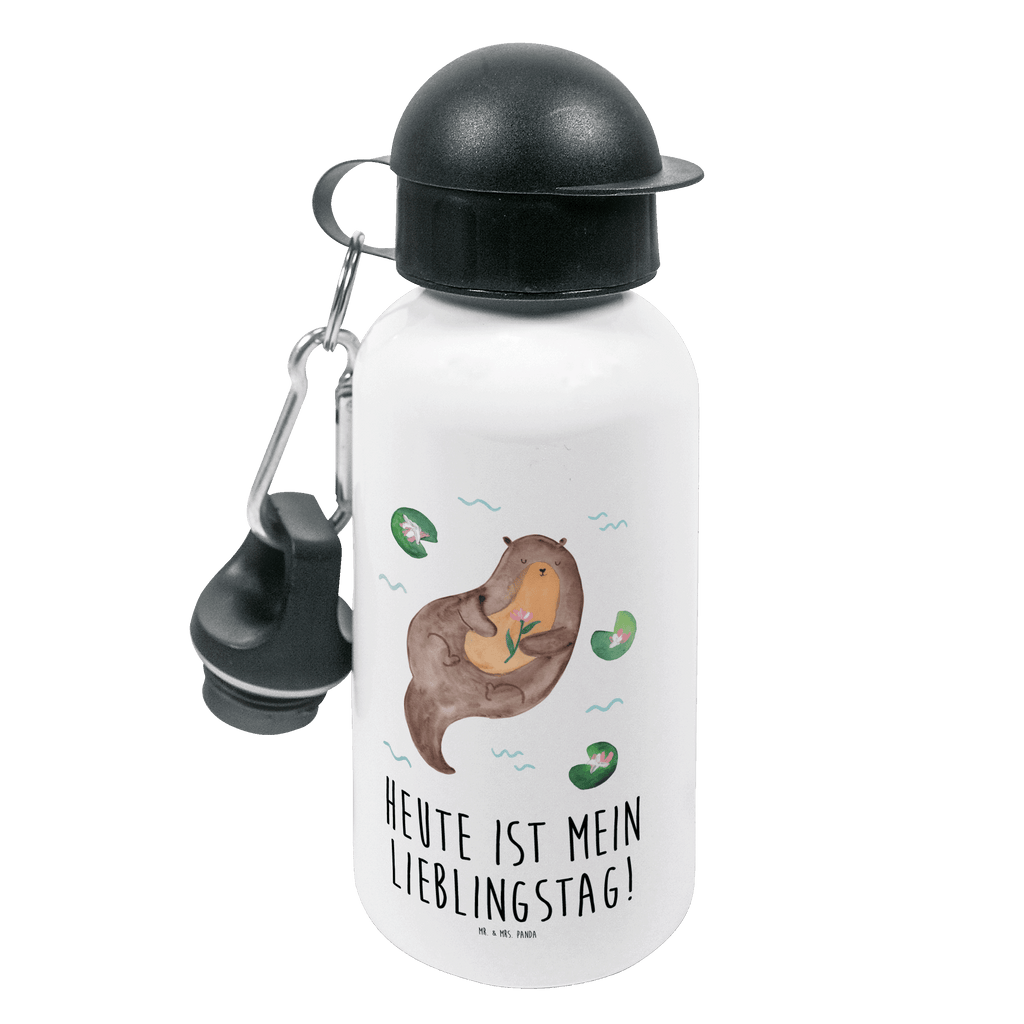 Kindertrinkflasche Otter mit Seerose Kindertrinkflasche, Kinder Trinkflasche, Trinkflasche, Flasche, Kinderflasche, Kinder, Kids, Kindergarten Flasche, Grundschule, Jungs, Mädchen, Otter, Fischotter, Seeotter, Otter Seeotter See Otter