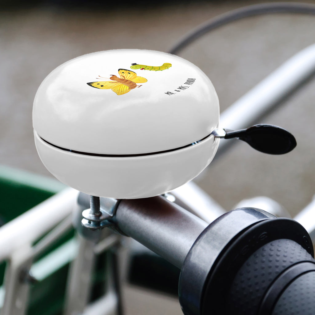 XL Fahrradklingel Raupe & Schmetterling Fahrradklingel, Fahrradglocke, Fahrrad, Mountainbike, Lenker, Laut, Motiv, Klang, Tiermotive, Gute Laune, lustige Sprüche, Tiere, Raupe, Schmetterling, Zitronenfalter, Entwicklung, Erwachsen werden, Kokon, Hut, Hütchen, Schönheit, Aufwachsen