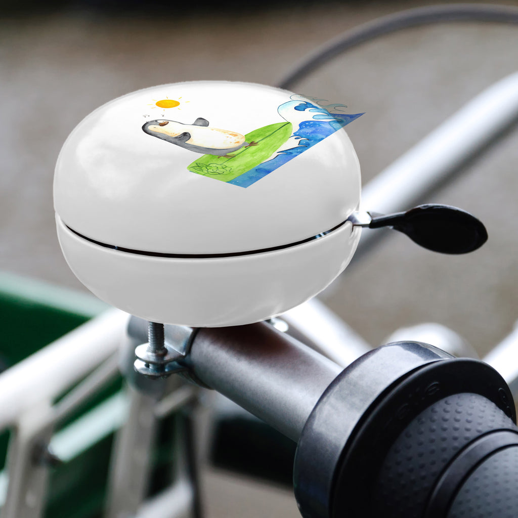 XL Fahrradklingel Pinguin Surfer Fahrradklingel, Fahrradglocke, Fahrrad, Mountainbike, Lenker, Laut, Motiv, Klang, Pinguin, Pinguine, surfen, Surfer, Hawaii, Urlaub, Wellen, Wellen reiten, Portugal