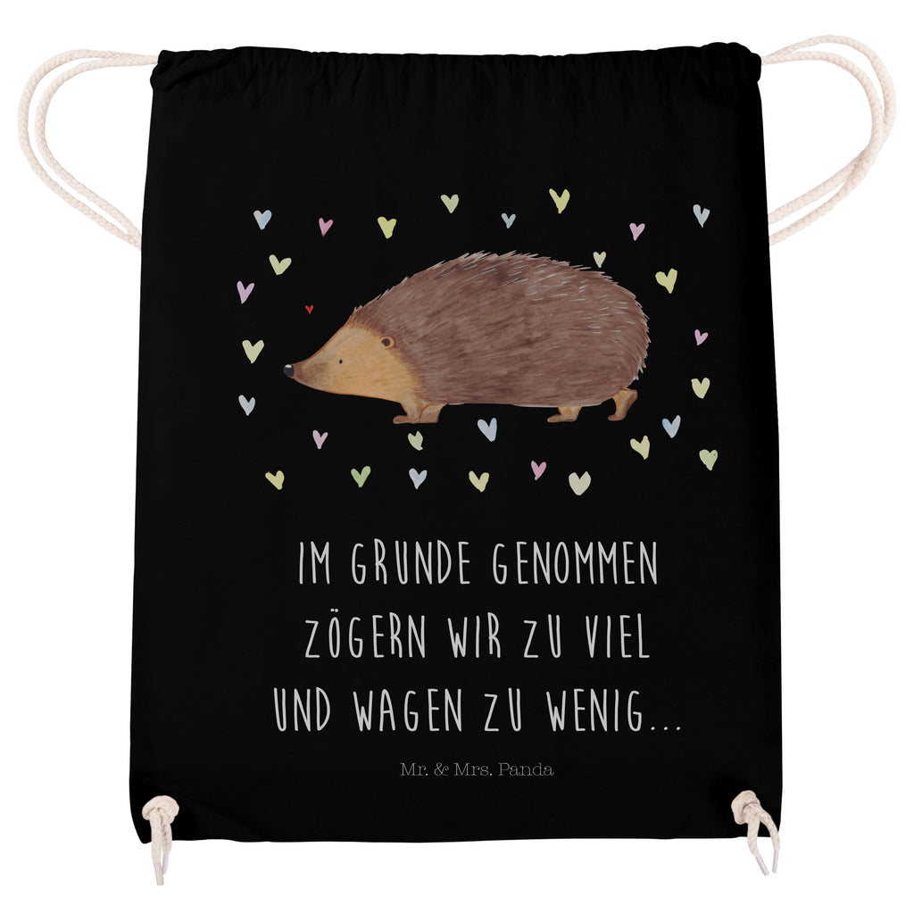 Sportbeutel Igel Herzen Turnbeutel, Beutel, Sporttasche, Tasche, Stoffbeutel, Tiermotive, Gute Laune, lustige Sprüche, Tiere, Liebe, Herz, Herzen, Igel, Vertrauen, Kuss, Leben