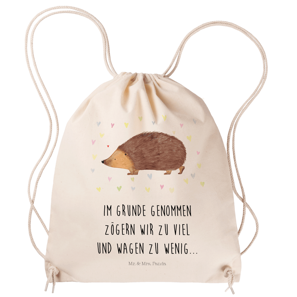 Sportbeutel Igel Herzen Turnbeutel, Beutel, Sporttasche, Tasche, Stoffbeutel, Tiermotive, Gute Laune, lustige Sprüche, Tiere, Liebe, Herz, Herzen, Igel, Vertrauen, Kuss, Leben