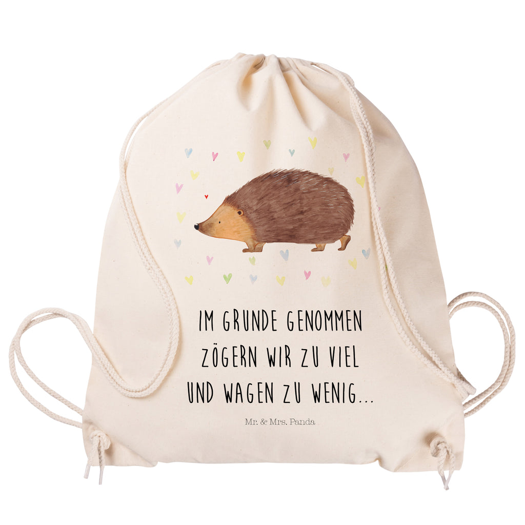 Sportbeutel Igel Herzen Turnbeutel, Beutel, Sporttasche, Tasche, Stoffbeutel, Tiermotive, Gute Laune, lustige Sprüche, Tiere, Liebe, Herz, Herzen, Igel, Vertrauen, Kuss, Leben